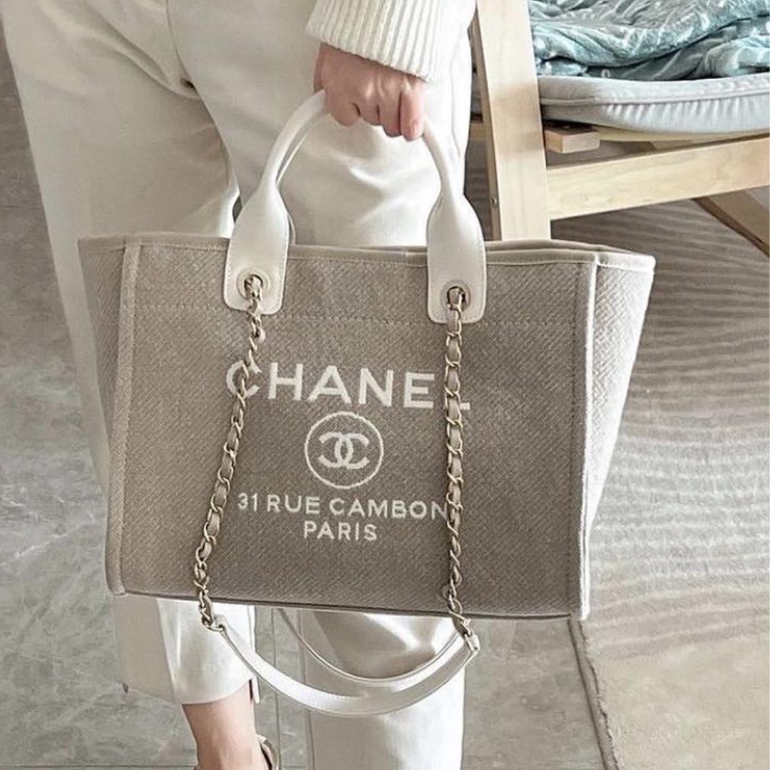 Chanel 2023 Large Deauville Shopping Tote w Tags  White Totes Handbags   CHA886597  The RealReal