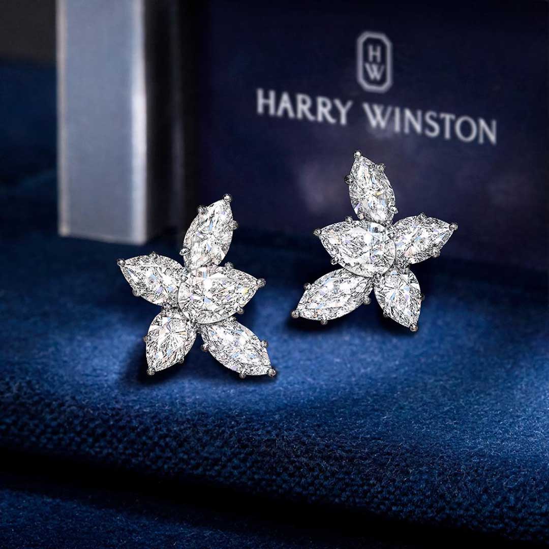 The History of the Harry Winston Cluster Diamond Earrings